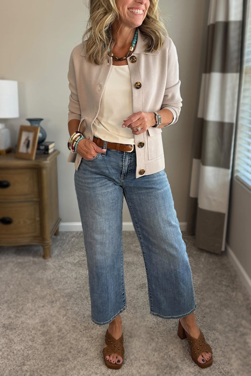 Casual Lapel Pocket Solid Color Jacket
